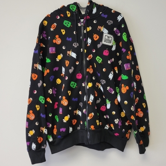Disney Parks Halloween Mickey Jack-o'-Lantern Zip Hoodie Jacket L - Picture 10 of 10